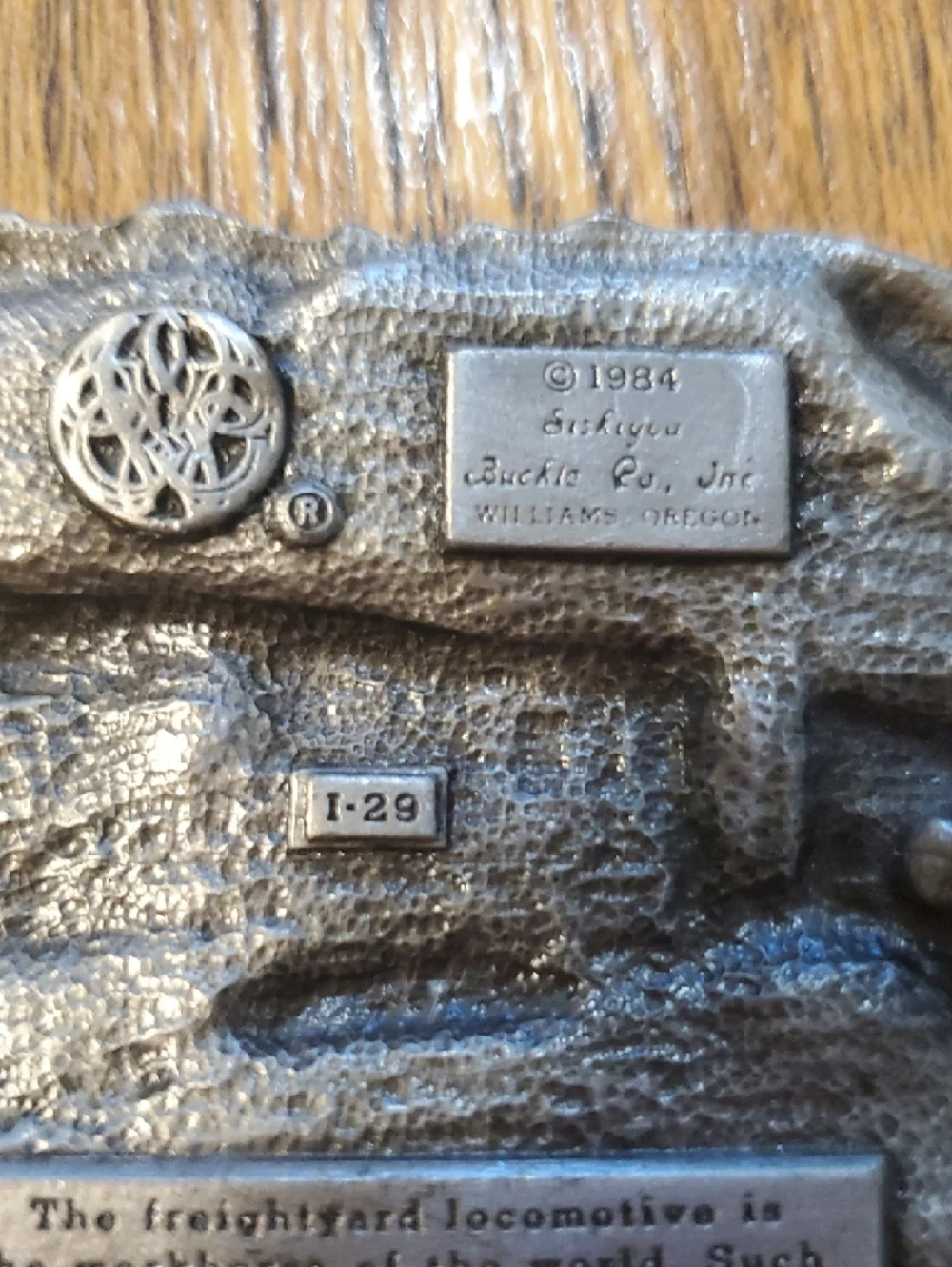 Vintage Train Motif Metal Belt Buckle - Silver Tone 1984 Siskiyou Buckle‎ Co